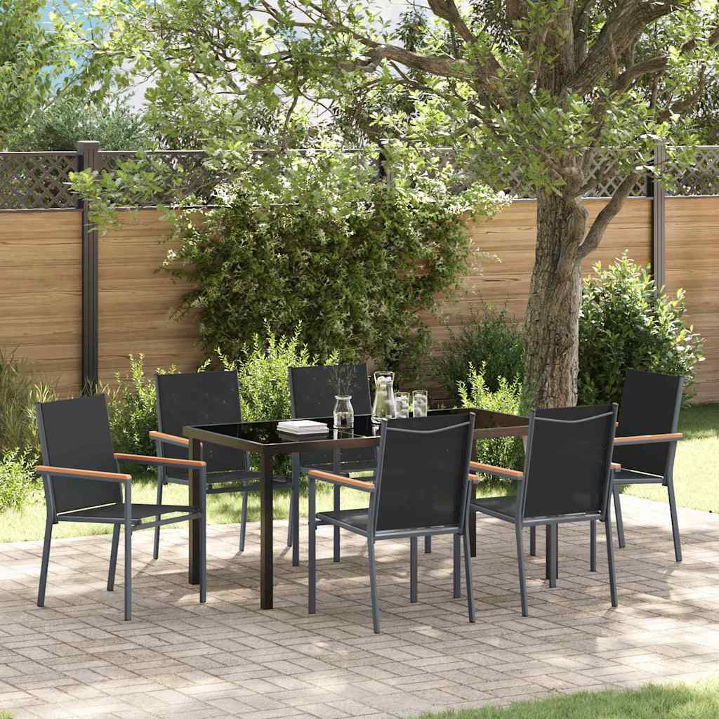 vidaXL Tuin Eettafel Set 3 pcs Zwart Poedergecoat staal
