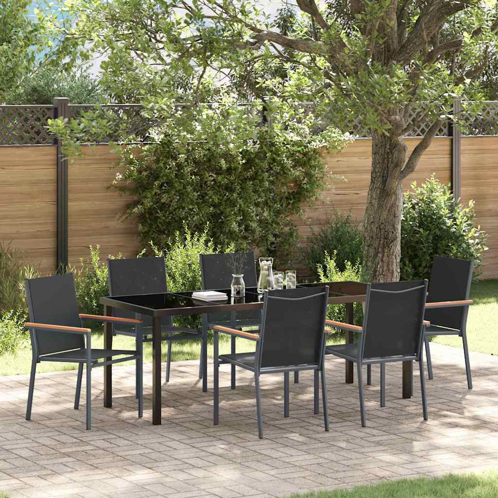 vidaXL Tuin Eettafel Set 3 pcs Zwart Poedergecoat staal