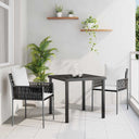 vidaXL Tuin Eettafel Set 3 pcs Bruin en Zwart PE Riet