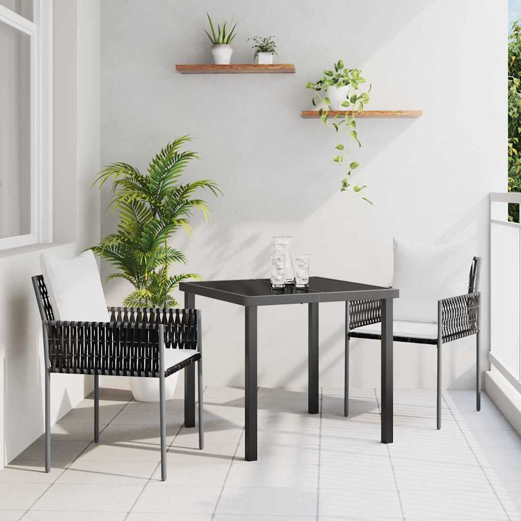 vidaXL Tuin Eettafel Set 3 pcs Bruin en Zwart PE Riet