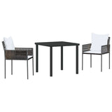 vidaXL Tuin Eettafel Set 3 pcs Bruin en Zwart PE Riet