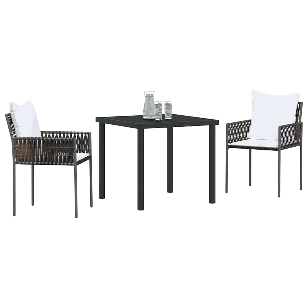 vidaXL Tuin Eettafel Set 3 pcs Bruin en Zwart PE Riet