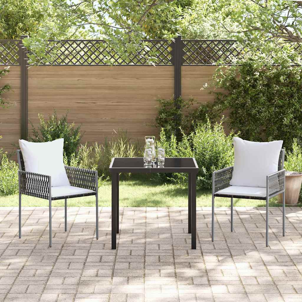 vidaXL Tuin Eettafel Set 3 pcs Bruin en Zwart PE Riet