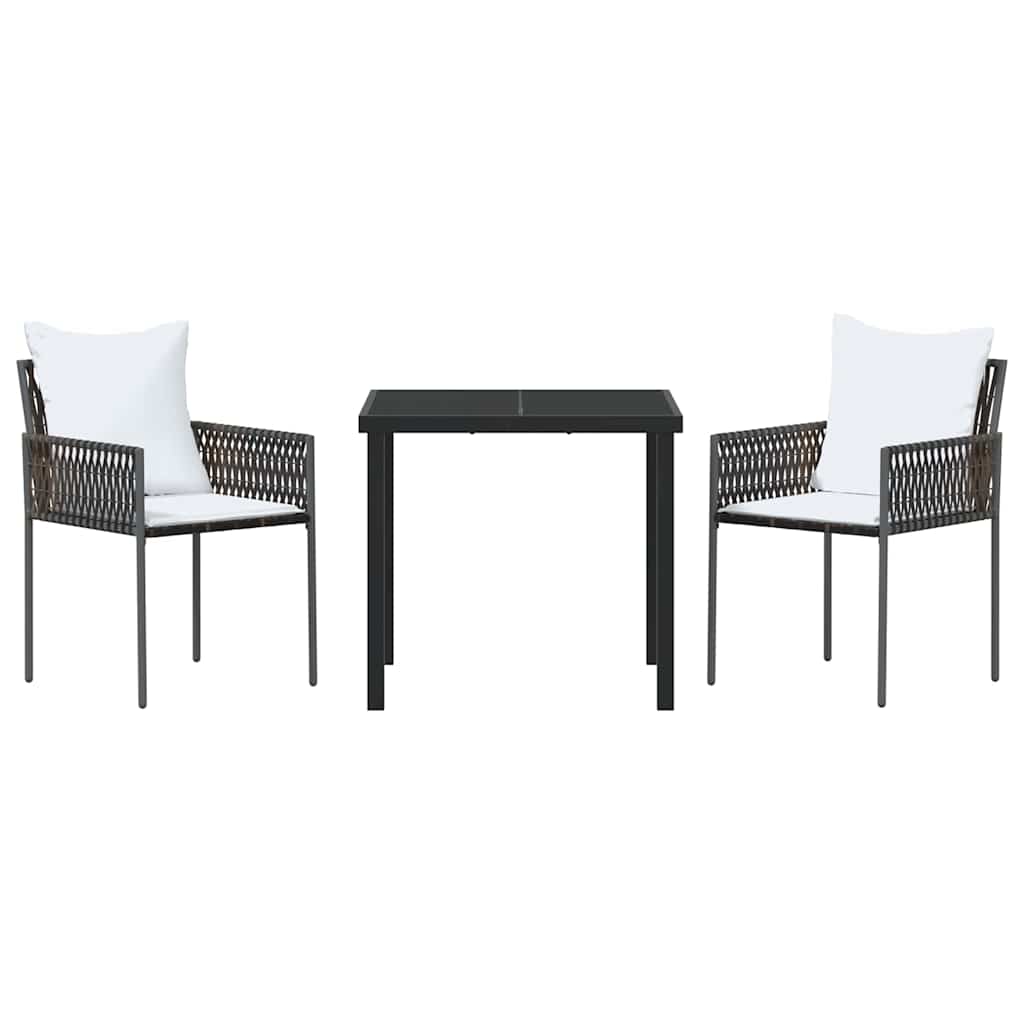 vidaXL Tuin Eettafel Set 3 pcs Bruin en Zwart PE Riet