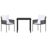 vidaXL Tuin Eettafel Set 3 pcs Bruin en Zwart PE Riet