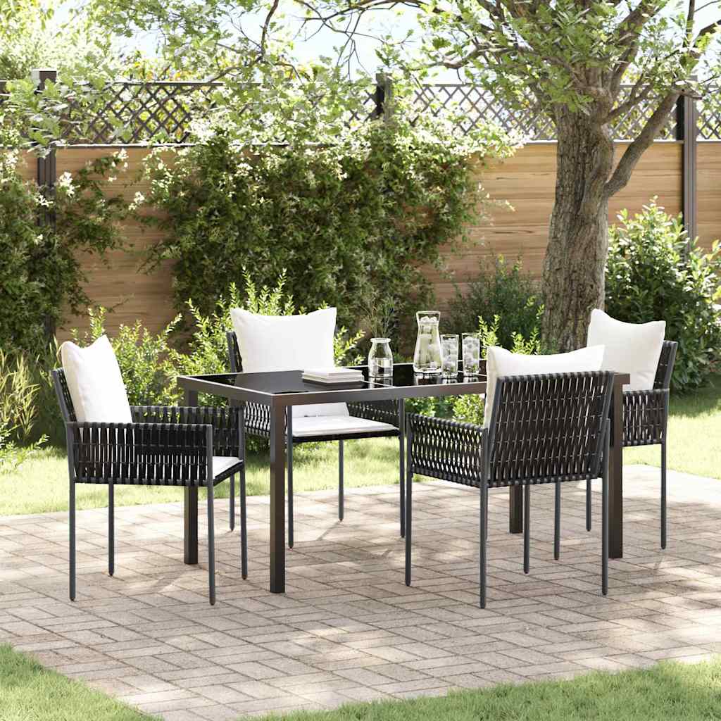 vidaXL Tuin Eettafel Set 3 pcs Bruin en Zwart PE Riet