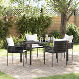 vidaXL Tuin Eettafel Set 3 pcs Bruin en Zwart PE Riet