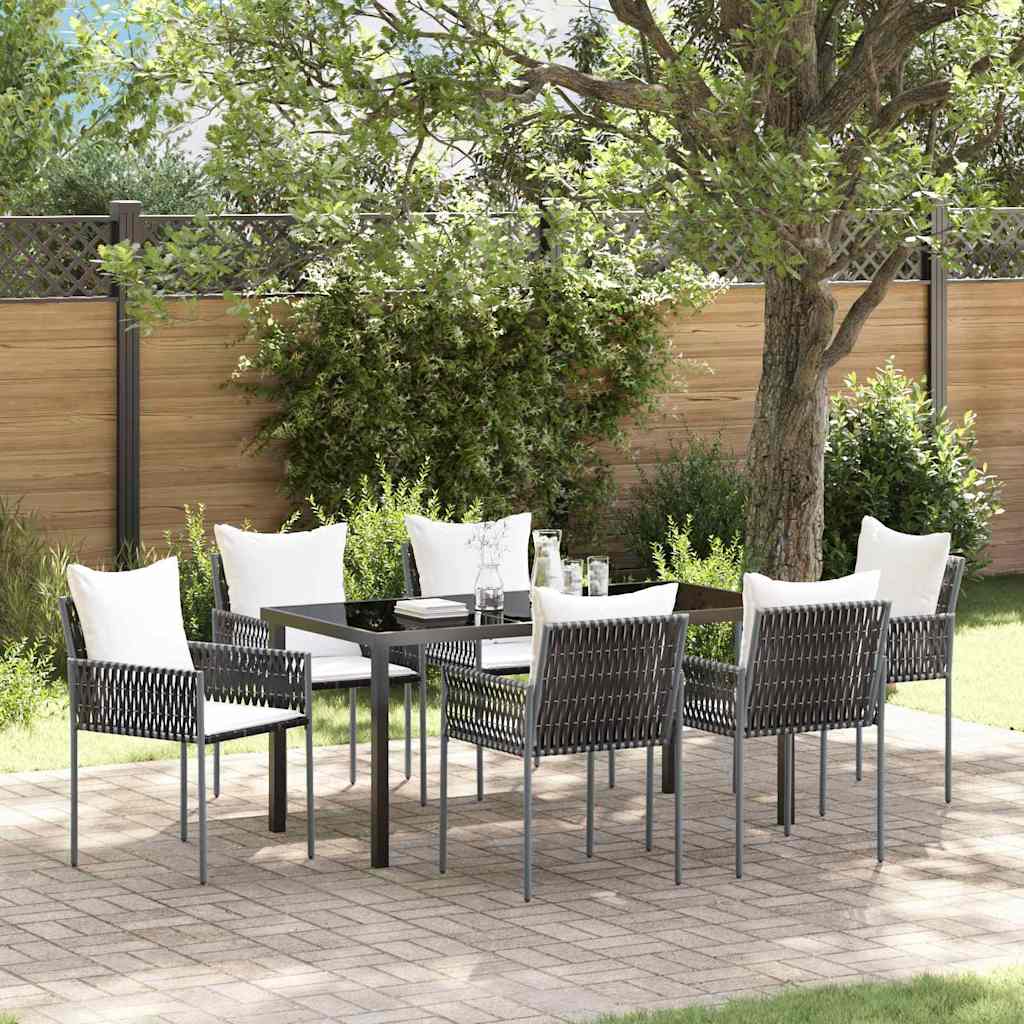 vidaXL Tuin Eettafel Set 3 pcs Bruin en Zwart PE Riet