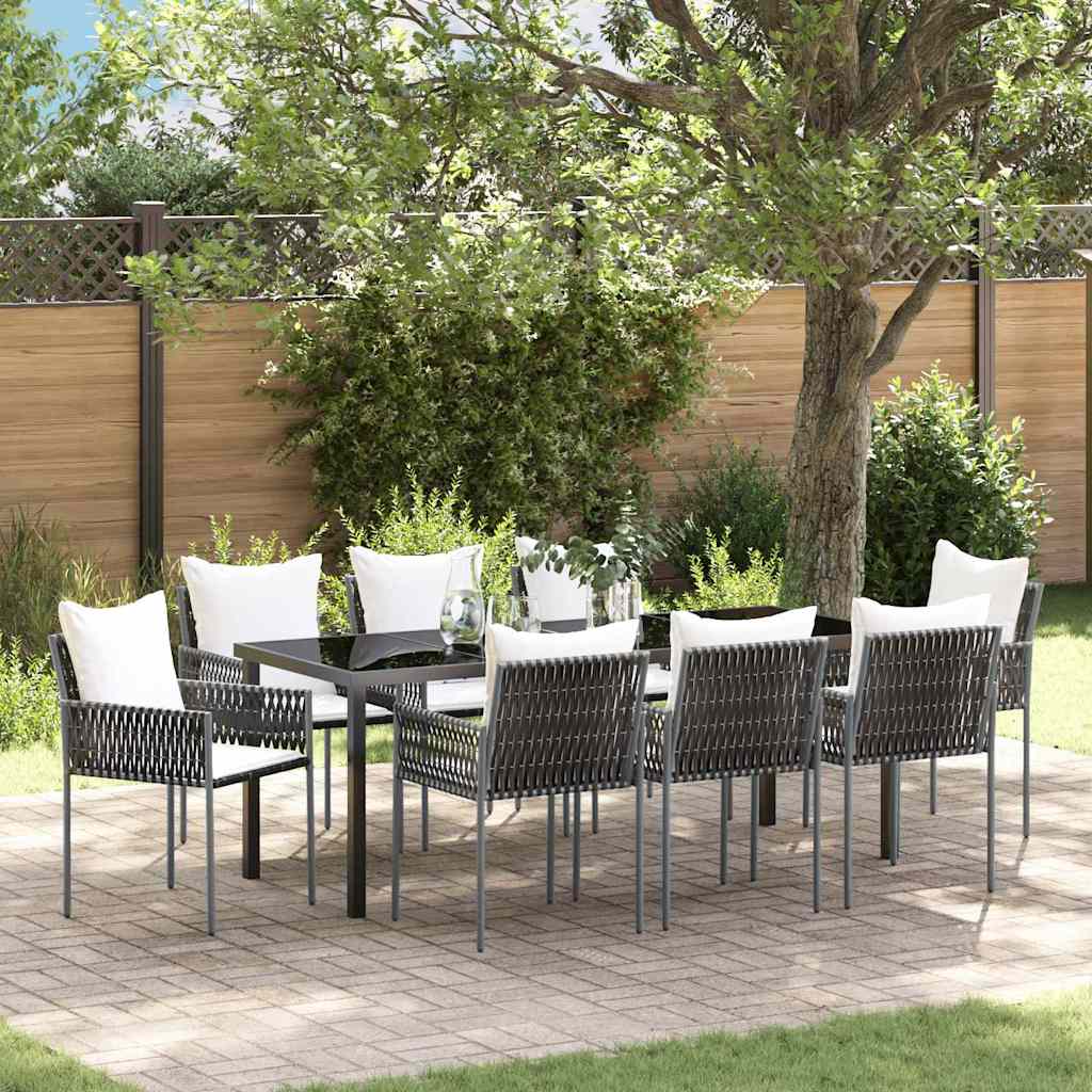 vidaXL Tuin Eettafel Set 3 pcs Bruin en Zwart PE Riet