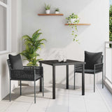 vidaXL Tuin Eettafel Set 3 pcs Bruin en Zwart PE Riet