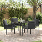 vidaXL Tuin Eettafel Set 3 pcs Bruin en Zwart PE Riet