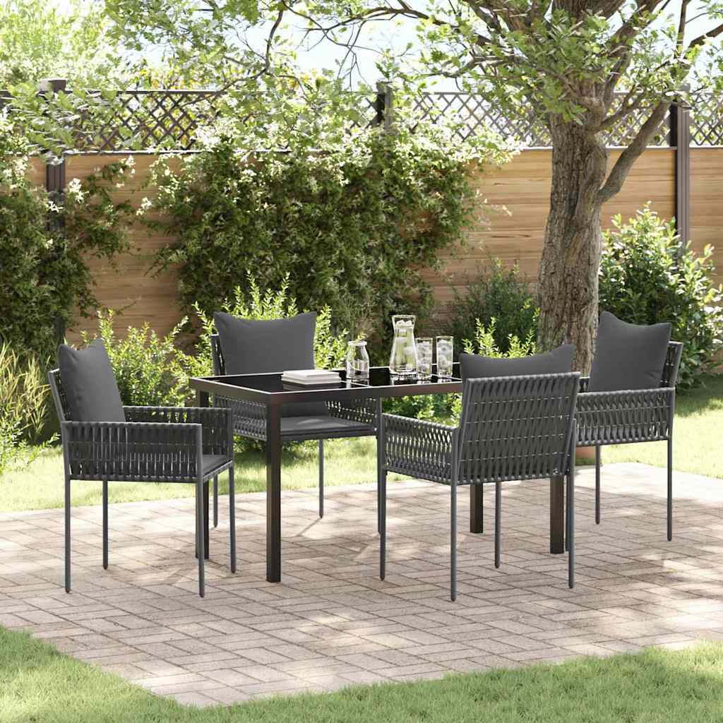 vidaXL Tuin Eettafel Set 3 pcs Bruin en Zwart PE Riet