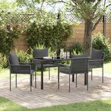 vidaXL Tuin Eettafel Set 3 pcs Bruin en Zwart PE Riet