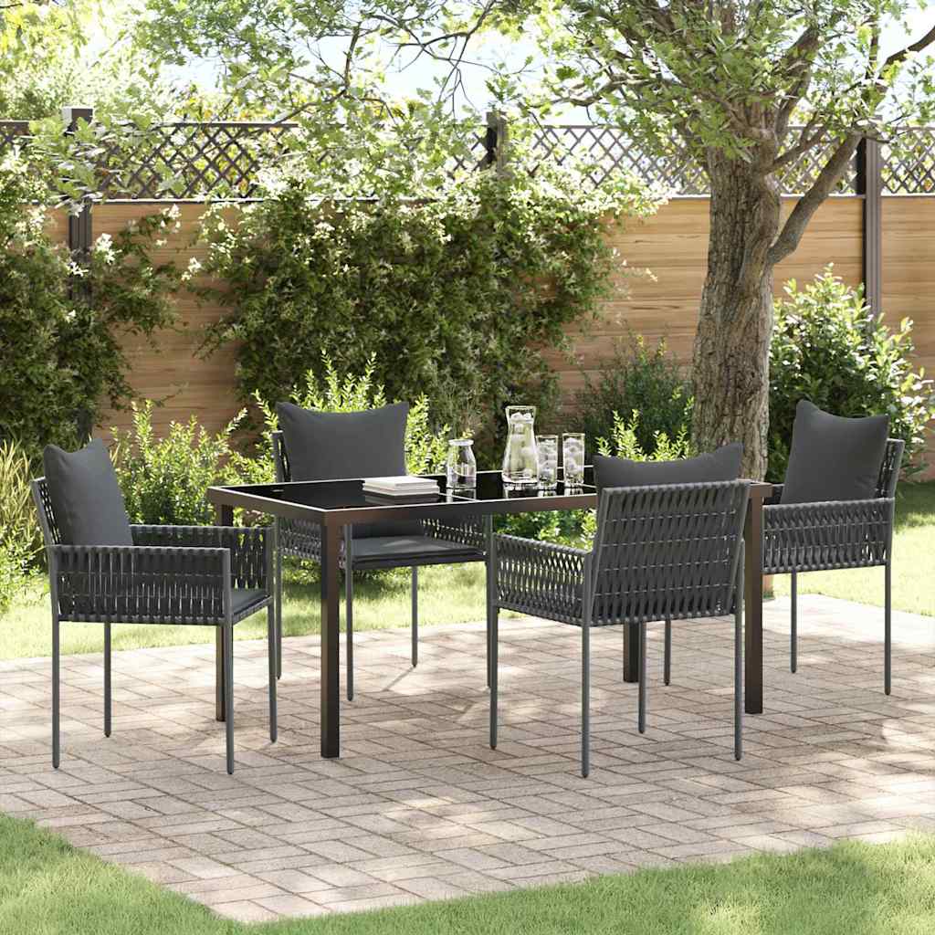 vidaXL Tuin Eettafel Set 3 pcs Bruin en Zwart PE Riet