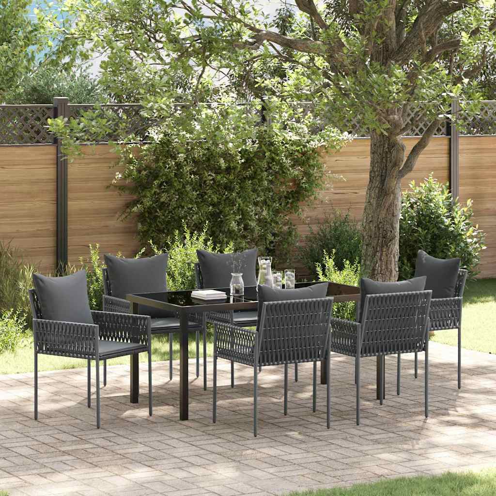 vidaXL Tuin Eettafel Set 3 pcs Bruin en Zwart PE Riet