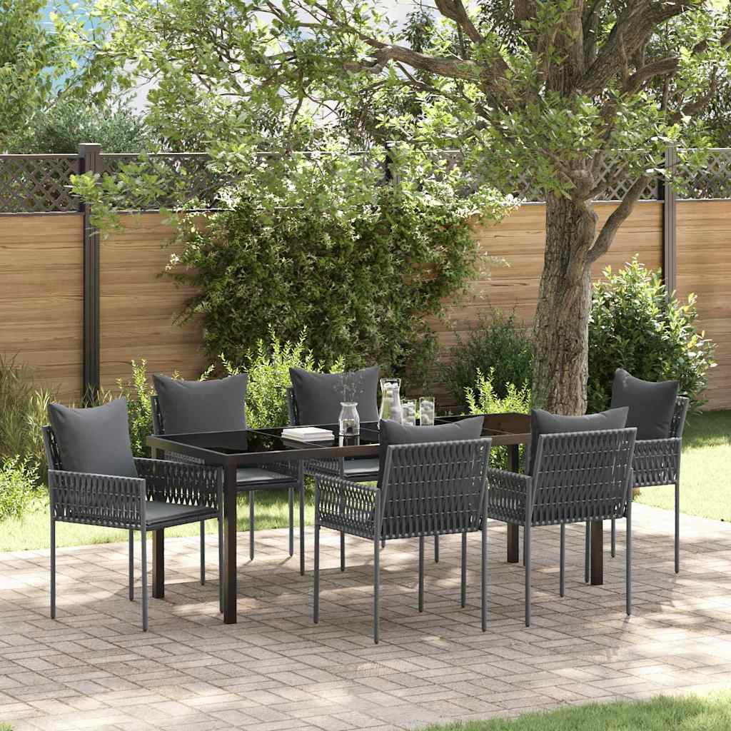 vidaXL Tuin Eettafel Set 3 pcs Bruin en Zwart PE Riet