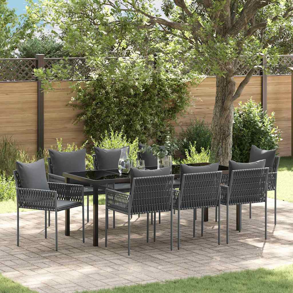 vidaXL Tuin Eettafel Set 3 pcs Bruin en Zwart PE Riet