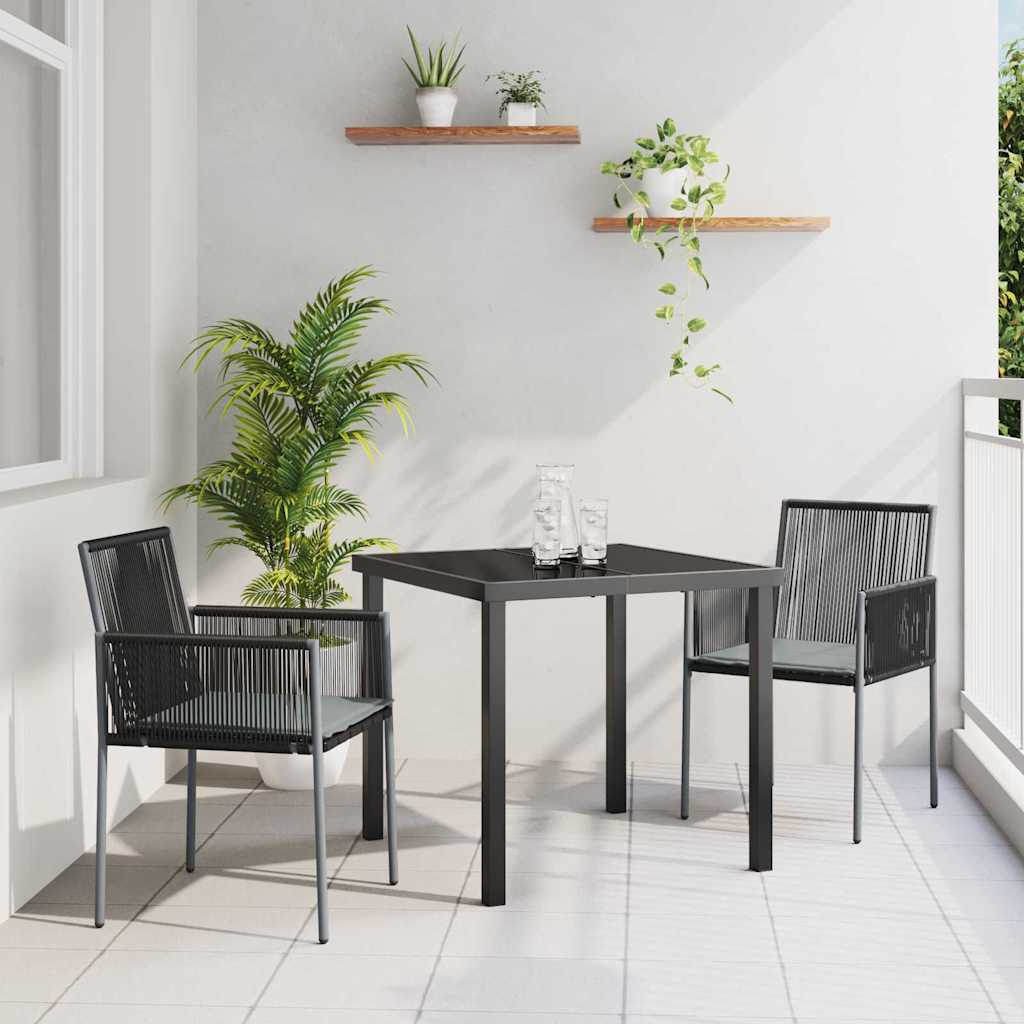 vidaXL Tuin Eettafel Set 3 pcs Zwart PE Riet