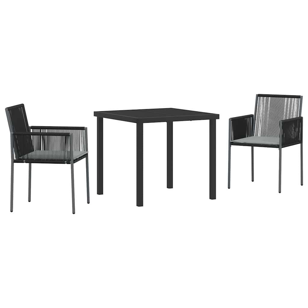 vidaXL Tuin Eettafel Set 3 pcs Zwart PE Riet