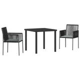 vidaXL Tuin Eettafel Set 3 pcs Zwart PE Riet