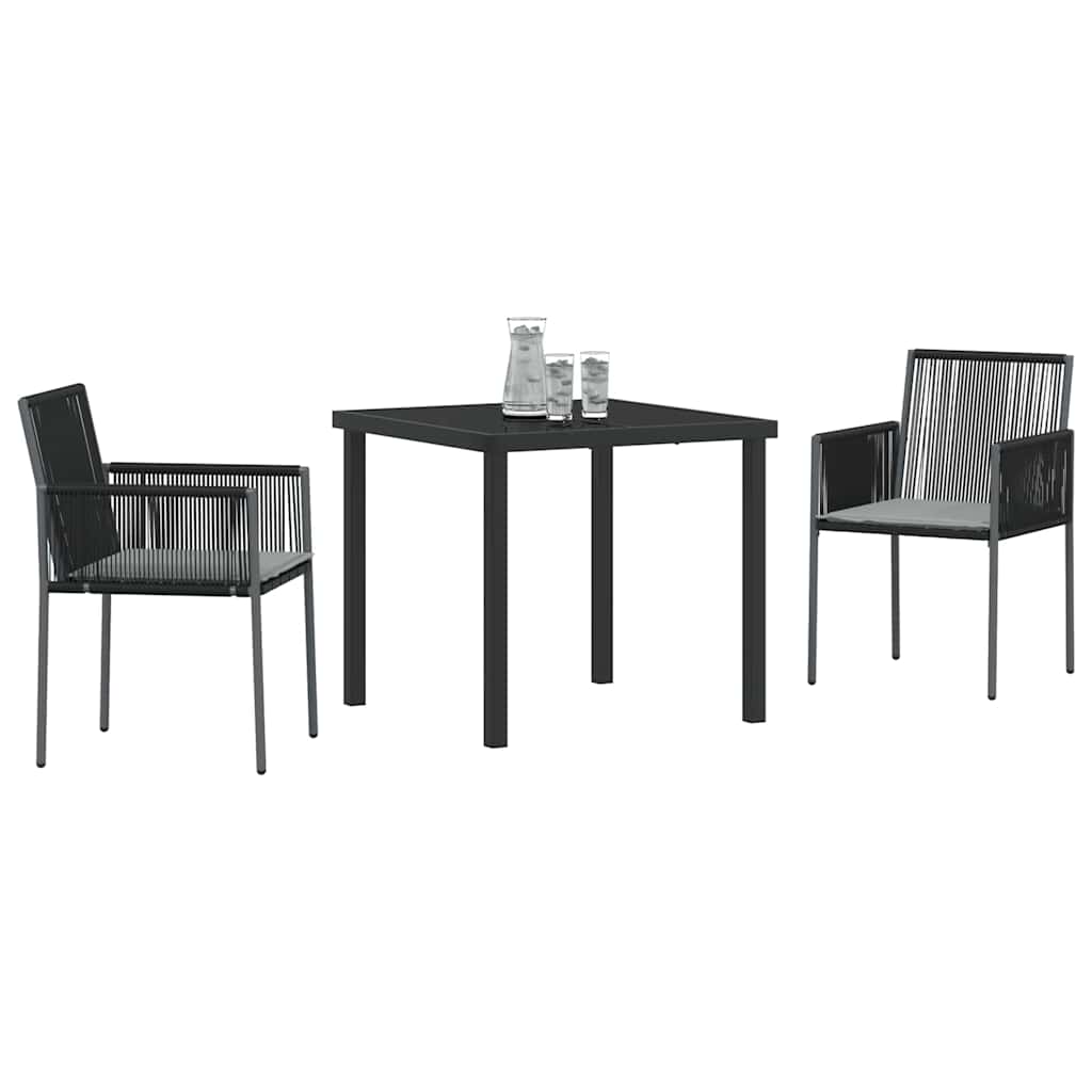 vidaXL Tuin Eettafel Set 3 pcs Zwart PE Riet