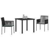 vidaXL Tuin Eettafel Set 3 pcs Zwart PE Riet