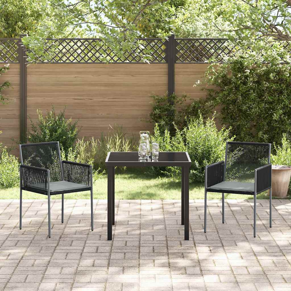 vidaXL Tuin Eettafel Set 3 pcs Zwart PE Riet