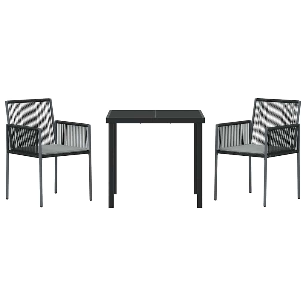vidaXL Tuin Eettafel Set 3 pcs Zwart PE Riet