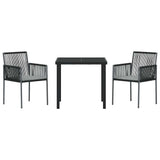 vidaXL Tuin Eettafel Set 3 pcs Zwart PE Riet