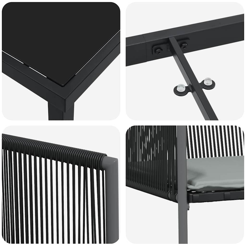 vidaXL Tuin Eettafel Set 3 pcs Zwart PE Riet