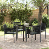 vidaXL Tuin Eettafel Set 3 pcs Zwart PE Riet