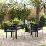 vidaXL Tuin Eettafel Set 3 pcs Zwart PE Riet