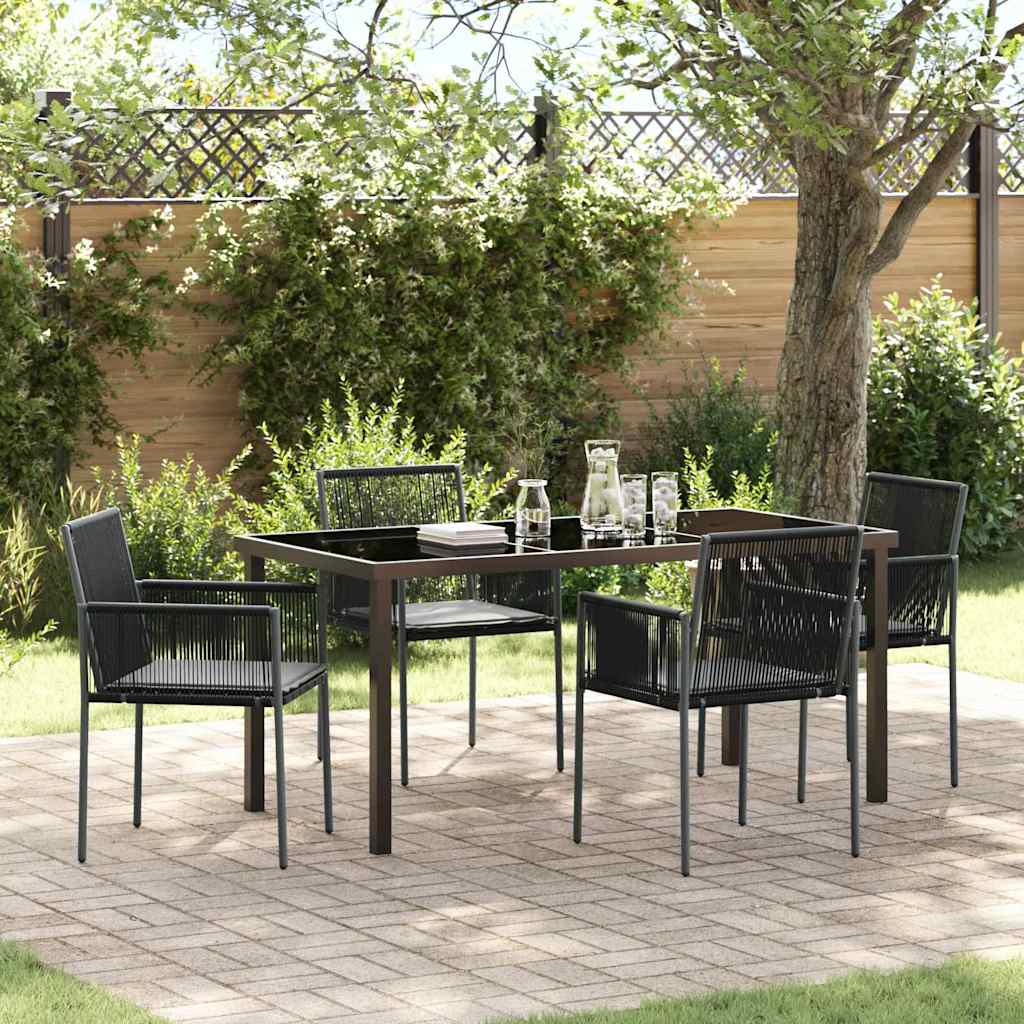 vidaXL Tuin Eettafel Set 3 pcs Zwart PE Riet