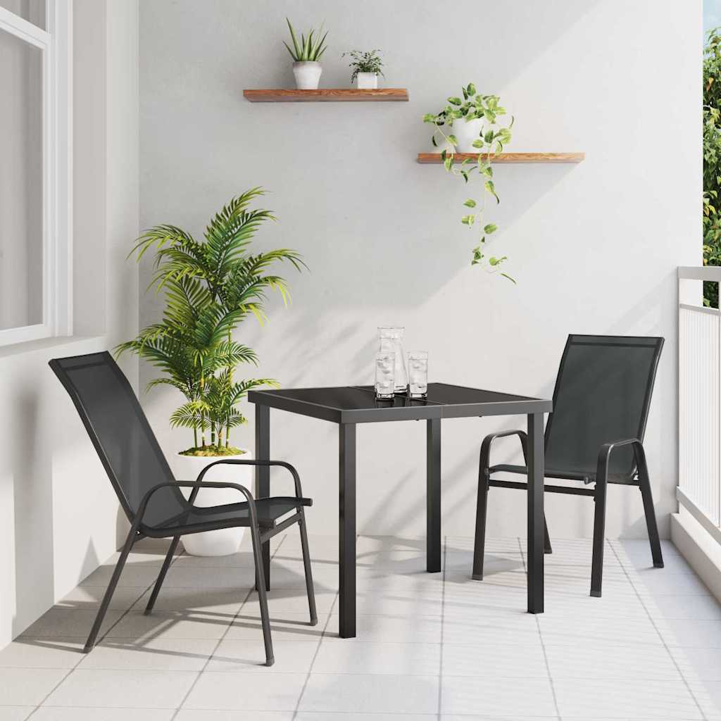 vidaXL Garden Dining Table Set 5 pcs Black Powder-Coated Steel