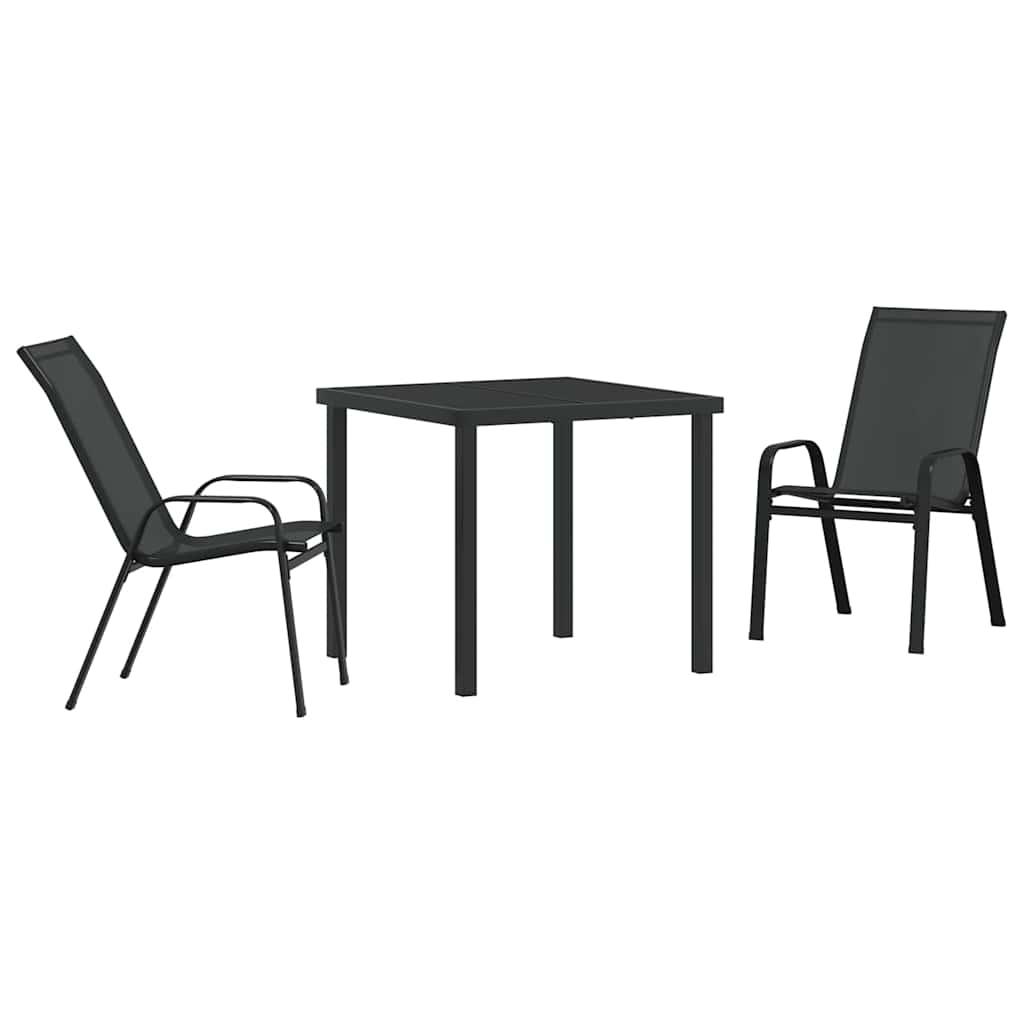 vidaXL Garden Dining Table Set 5 pcs Black Powder-Coated Steel