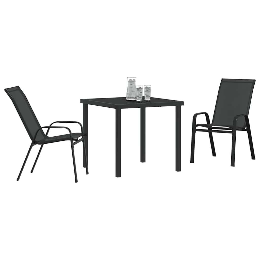 vidaXL Garden Dining Table Set 5 pcs Black Powder-Coated Steel
