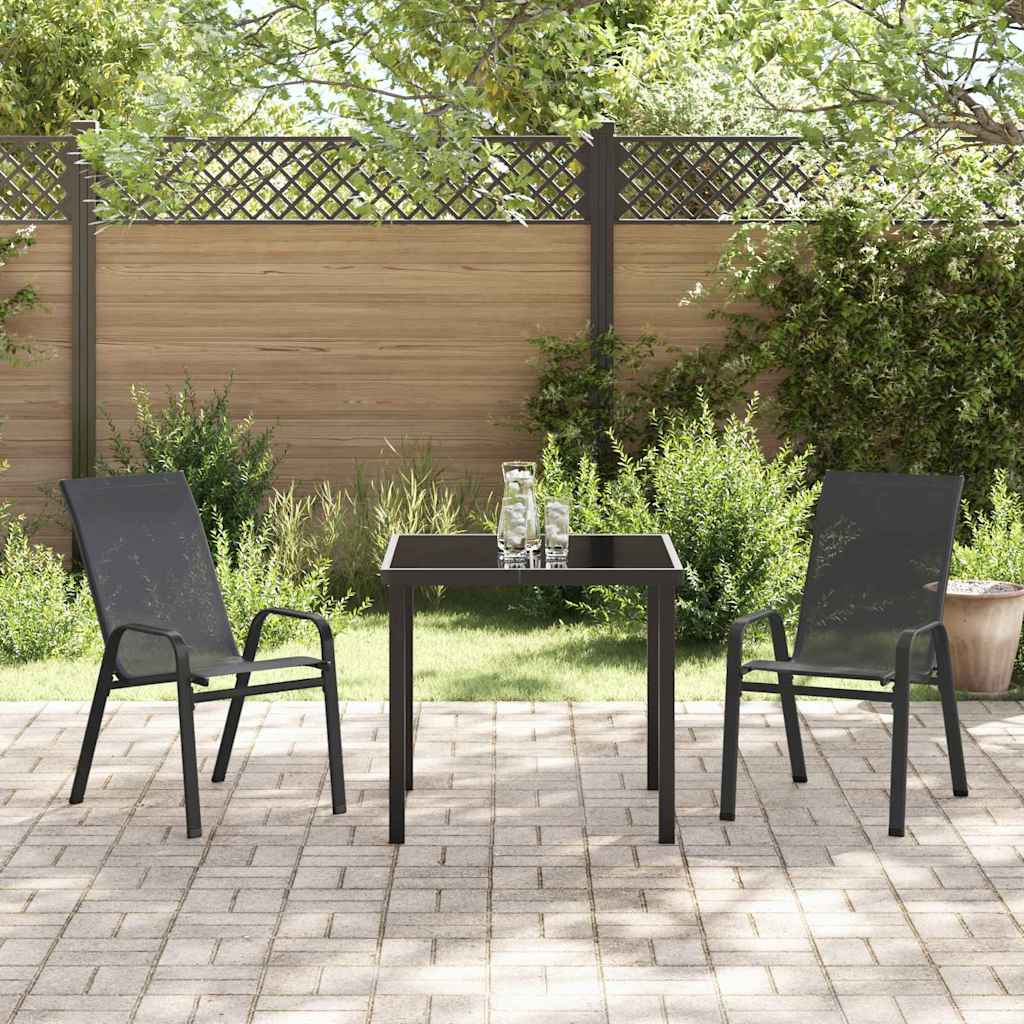 vidaXL Garden Dining Table Set 5 pcs Black Powder-Coated Steel