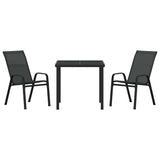 vidaXL Garden Dining Table Set 5 pcs Black Powder-Coated Steel