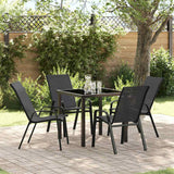 vidaXL Garden Dining Table Set 5 pcs Black Powder-Coated Steel