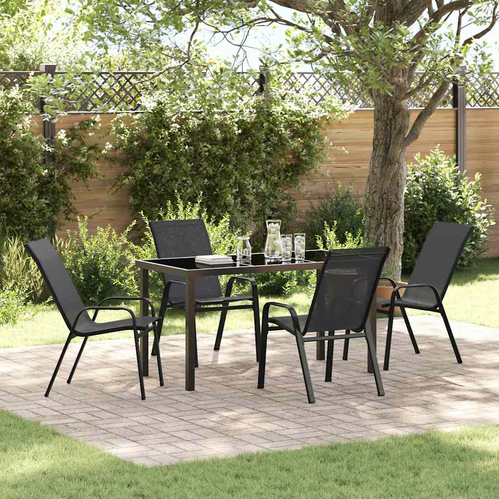 vidaXL Garden Dining Table Set 5 pcs Black Powder-Coated Steel