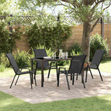 vidaXL Garden Dining Table Set 5 pcs Black Powder-Coated Steel