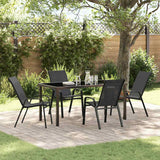 vidaXL Garden Dining Table Set 5 pcs Black Powder-Coated Steel