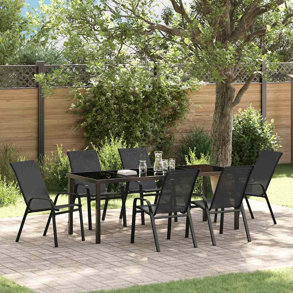 vidaXL Garden Dining Table Set 5 pcs Black Powder-Coated Steel