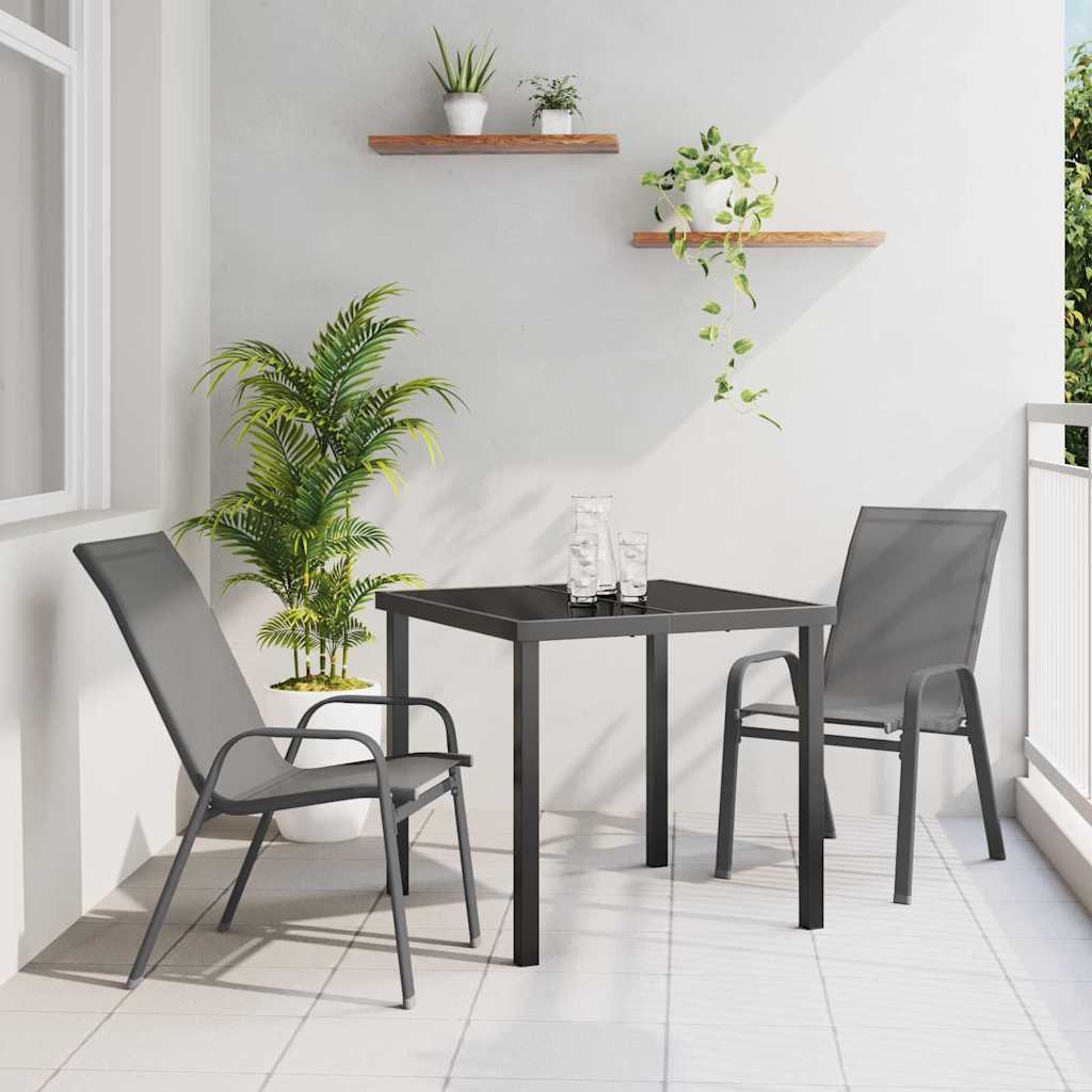 vidaXL Garden Dining Table Set 5 pcs Black Powder-Coated Steel