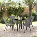 vidaXL Garden Dining Table Set 5 pcs Black Powder-Coated Steel