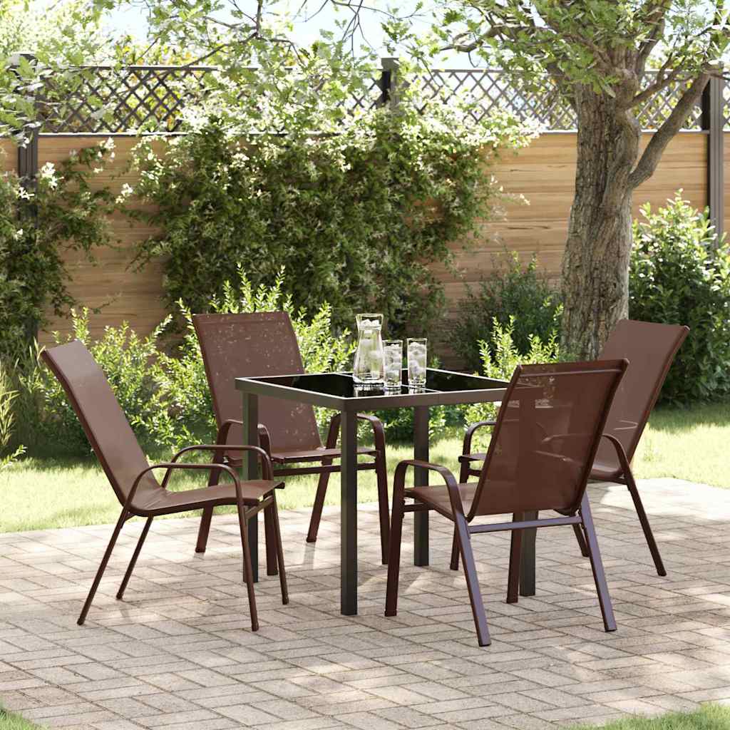 vidaXL Garden Dining Table Set 5 pcs Black Powder-Coated Steel