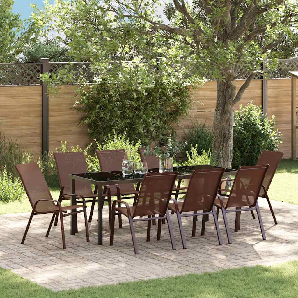 vidaXL Garden Dining Table Set 5 pcs Black Powder-Coated Steel