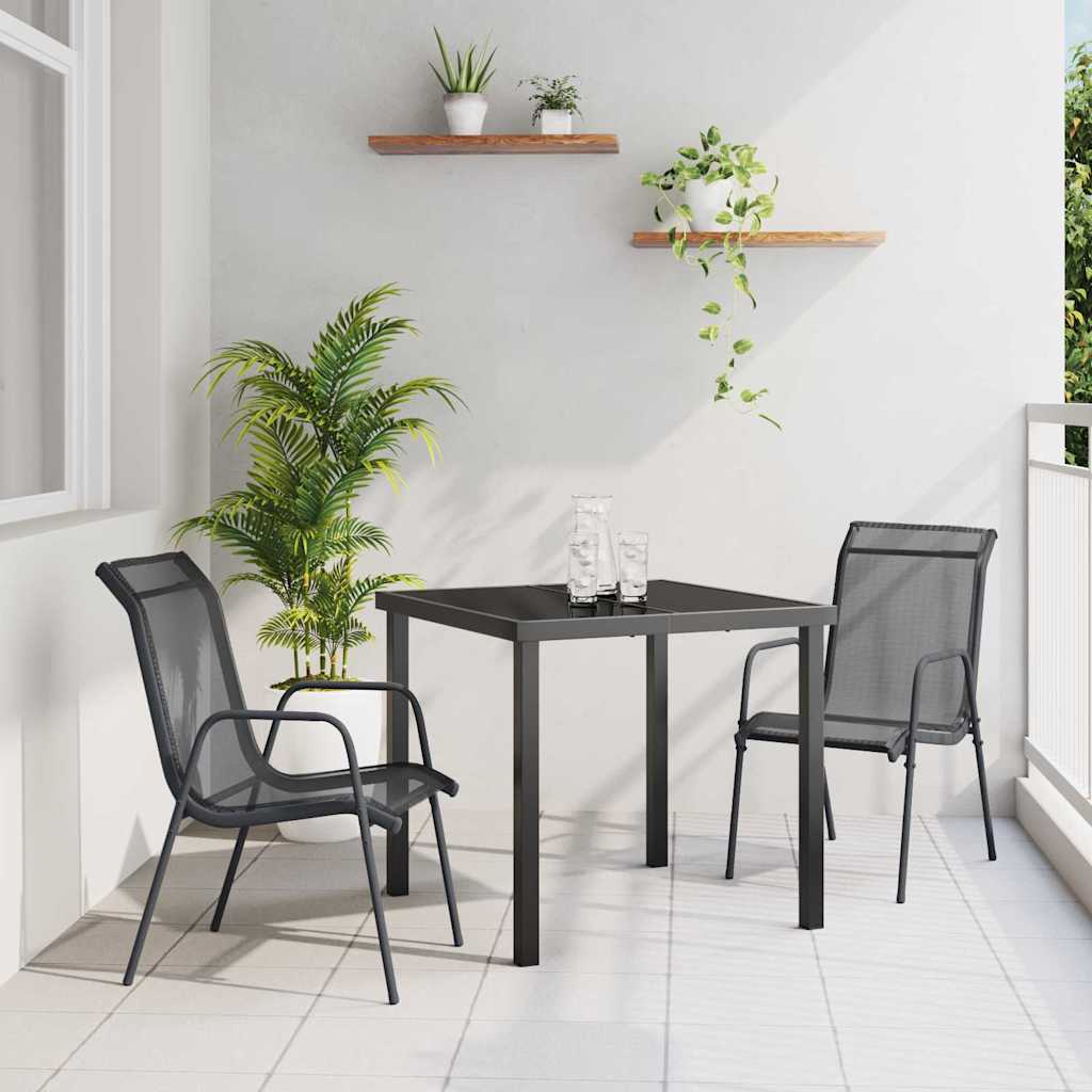vidaXL Tuin Eettafel Set 3 pcs Zwart Gepoedercoat staal