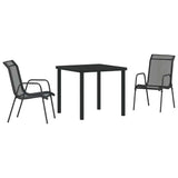 vidaXL Tuin Eettafel Set 3 pcs Zwart Gepoedercoat staal