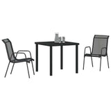 vidaXL Tuin Eettafel Set 3 pcs Zwart Gepoedercoat staal
